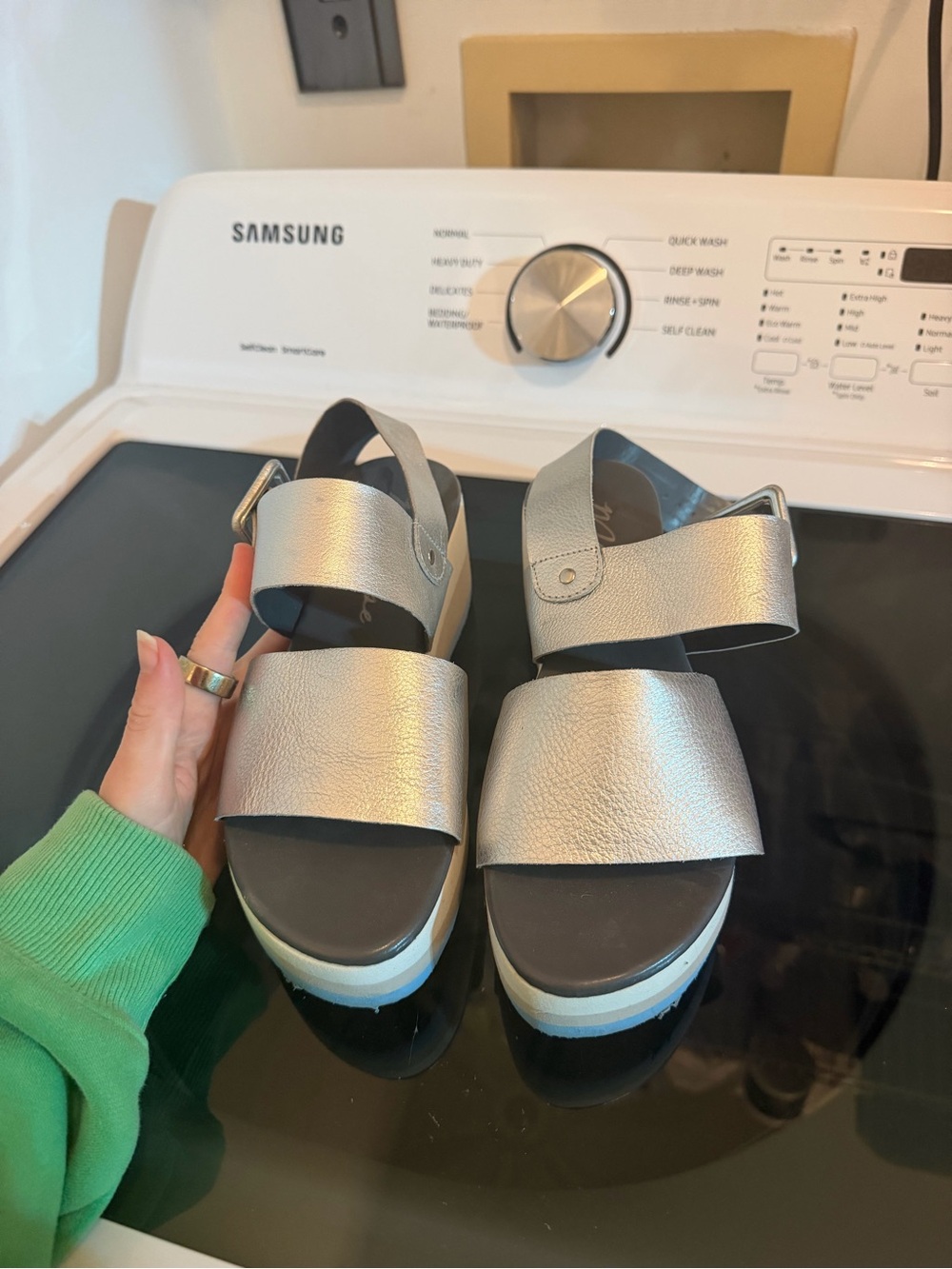 Matisse Metallic Silver Buckle Platform Sandals